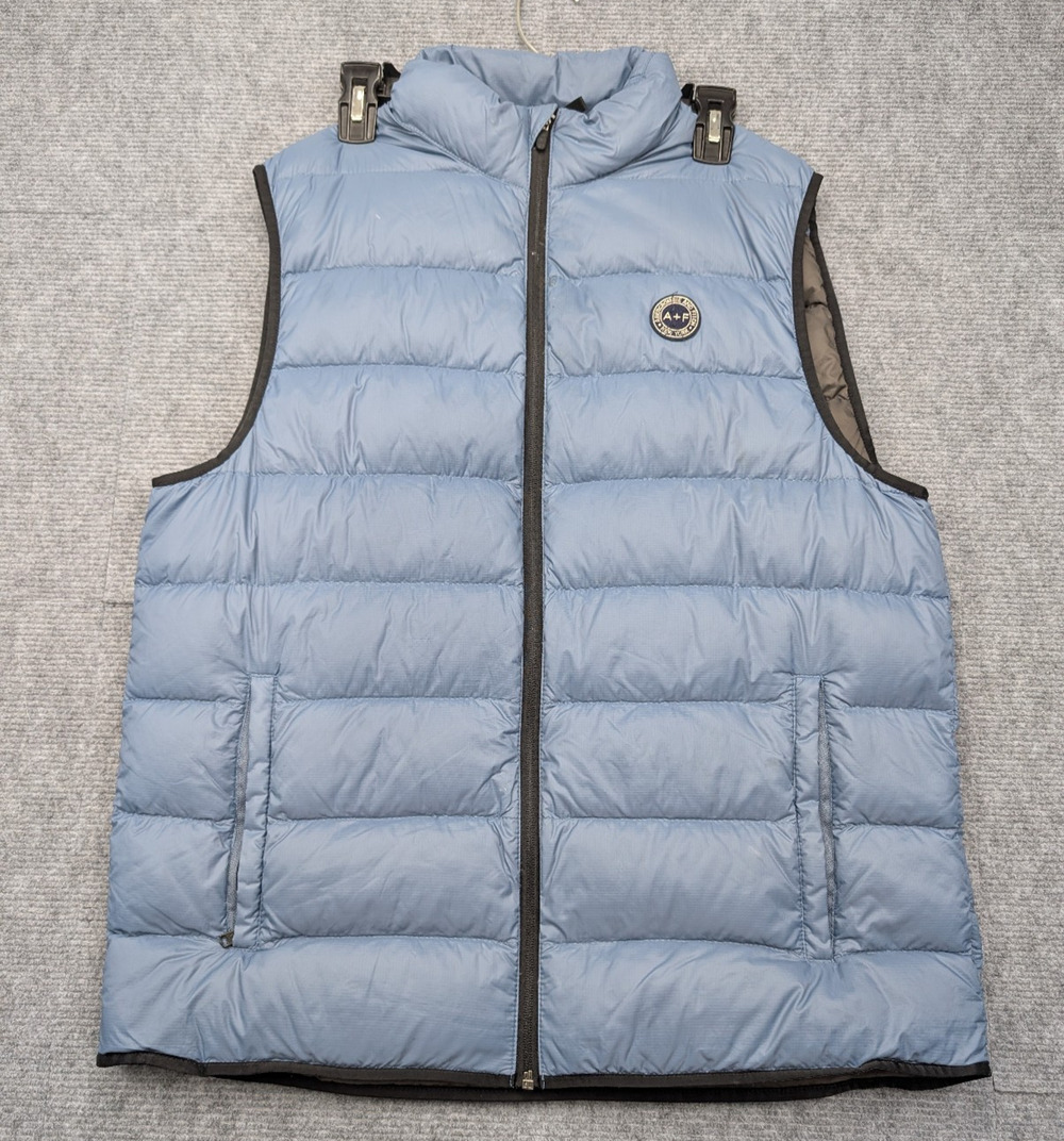 Abercrombie & Fitch Packable Down Vest Mens Large Blue Water Resistant Ripstop